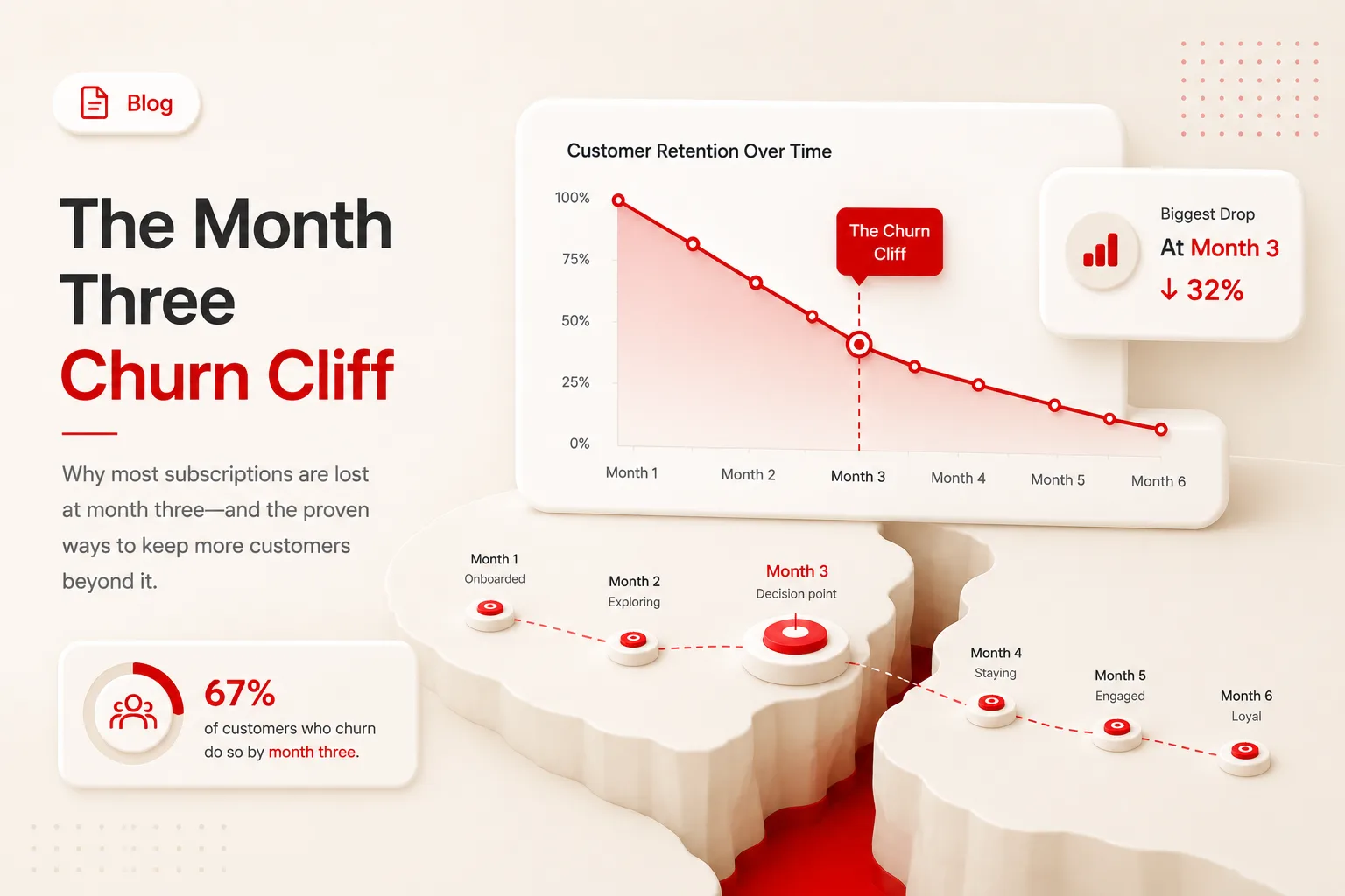 The month-3 churn cliff in coffee subscriptions — the point where a subscriber who's just receiving bags they could buy at the supermarket quietly cancels